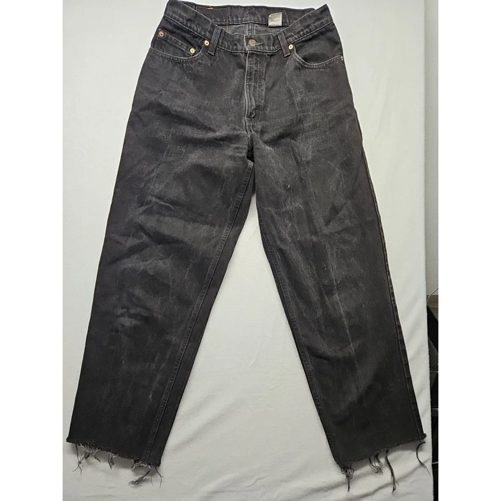 Vintage Levis 570 Jeans Mens Baggy Fit Wide Black 90s